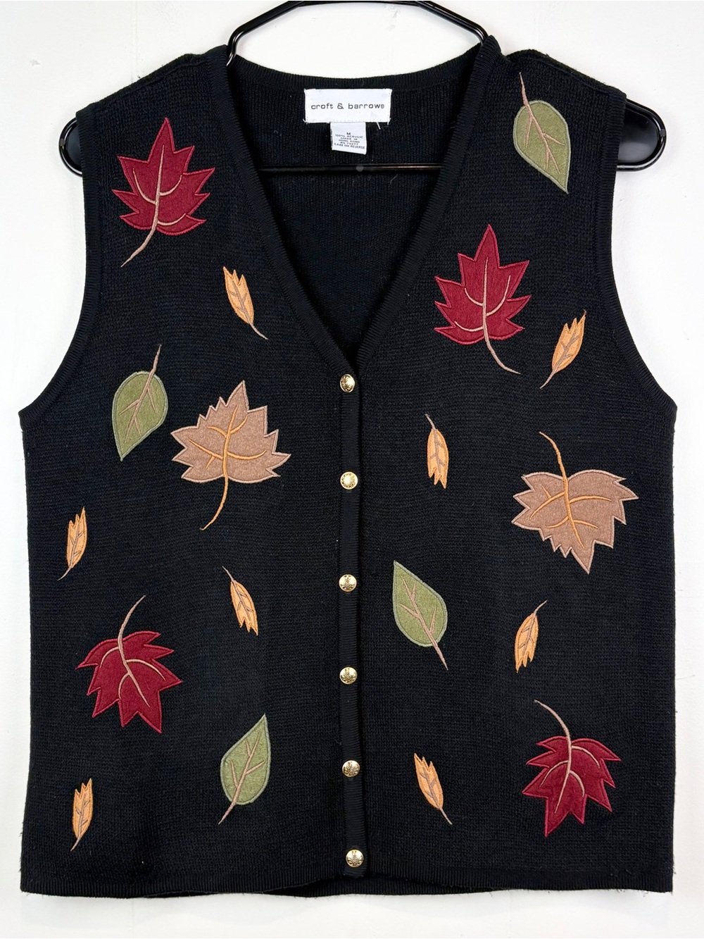 croft & barrow Sweater Vest Fall Leaf 90s Mom Grandmacore Cabincore Sz MEd